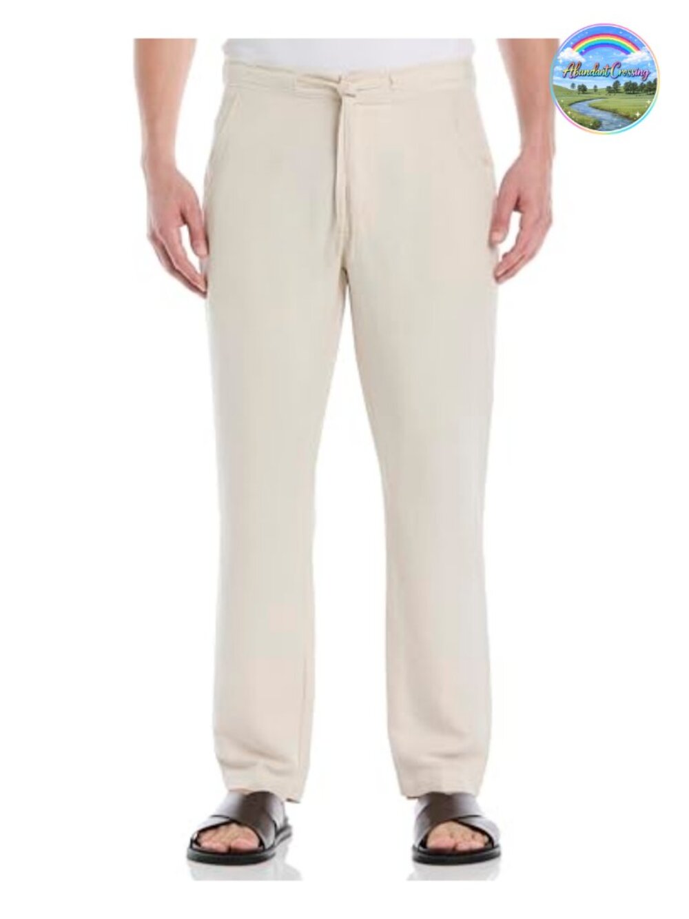 Linen-Blend Drawstring Pants Lightweight Casual Men